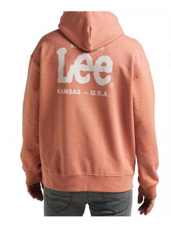Lee Lee Bluza LOGO LOOSE HOODIE Pomarańczowy Regular Fit