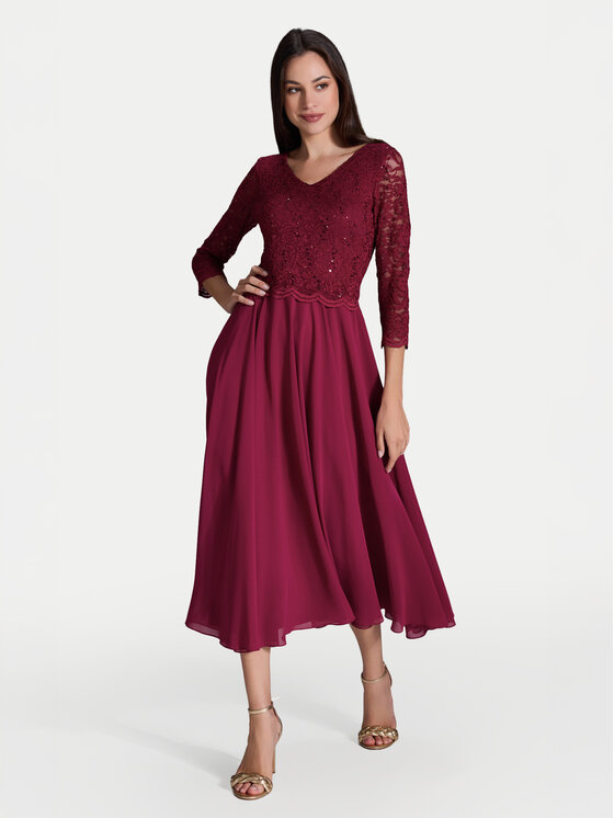 Swing Φόρεμα κοκτέιλ 5AI08900 Μπορντό Regular Fit