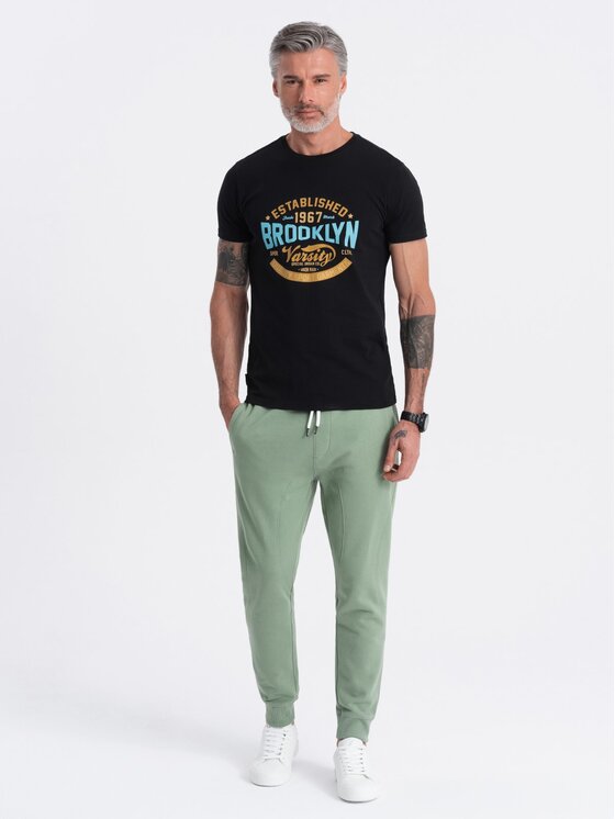 Ombre Ombre Joggers kalhoty OM-PABS-0173 Zelená Regular Fit