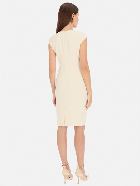 L’AF L’AF Sukienka koktajlowa Edith Kremowy Slim Fit