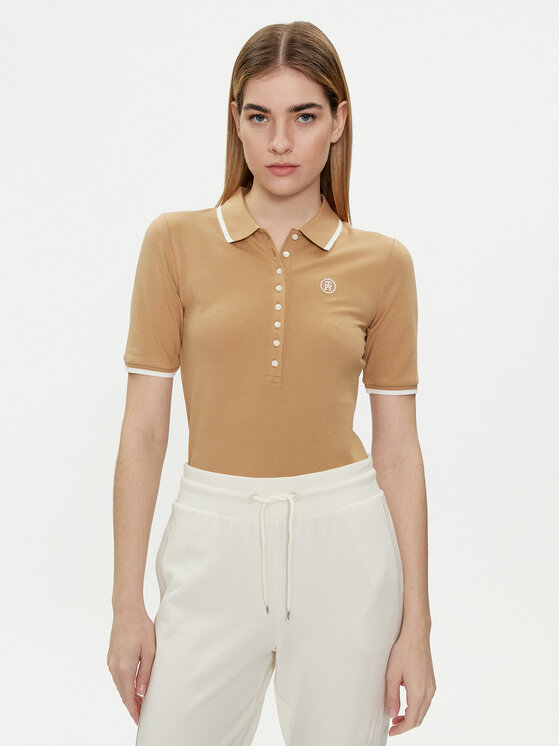 Tommy Hilfiger Tricou polo WW0WW41288 Bej Slim Fit