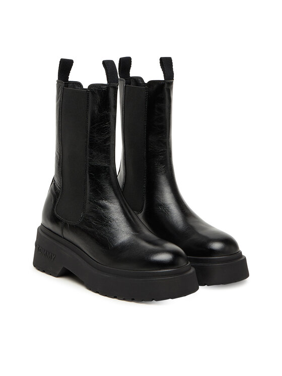 Tommy Jeans Tommy Jeans Kotníková obuv s elastickým prvkem Tjw Chunky Shiny EN0EN02888 Černá