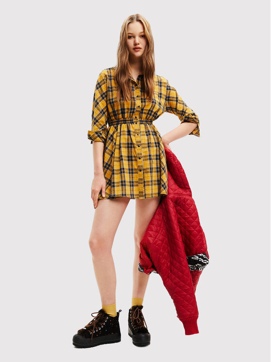Desigual Desigual Sukienka koszulowa Verona 22WWVW69 Żółty Regular Fit