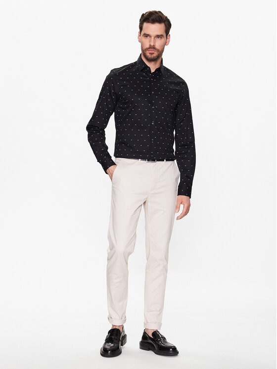 Camicia Twill Two Color Print K10K111298 Nero Slim...