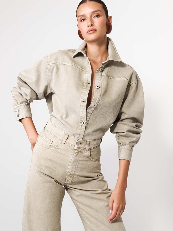 La Mania La Mania džínová košile DAKOTA Šedá Basic Fit