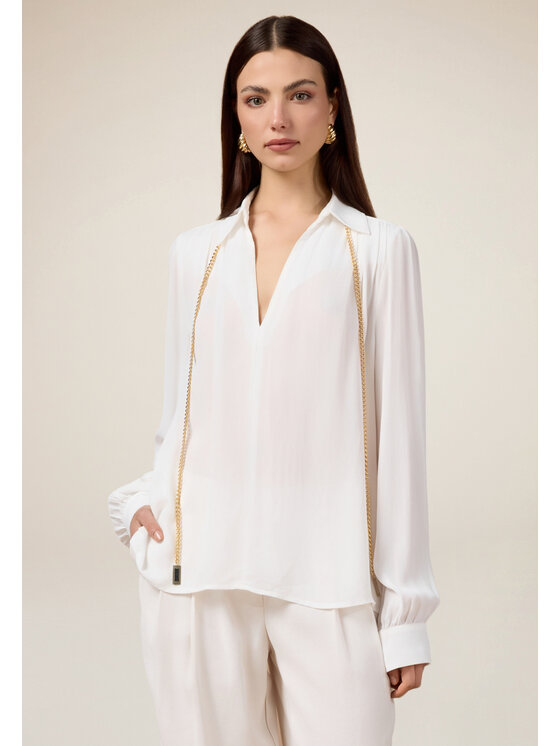 Oltre Oltre Blusa 2499J000742N021 Bianco Regular Fit
