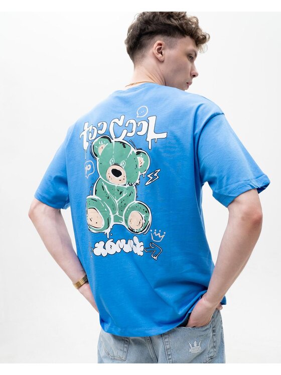 MyStars MyStars T-Shirt Koszulka Z Krótkim Rękawem Męska Niebieska MyStars Too Cool Miś L Niebieski Regular Fit