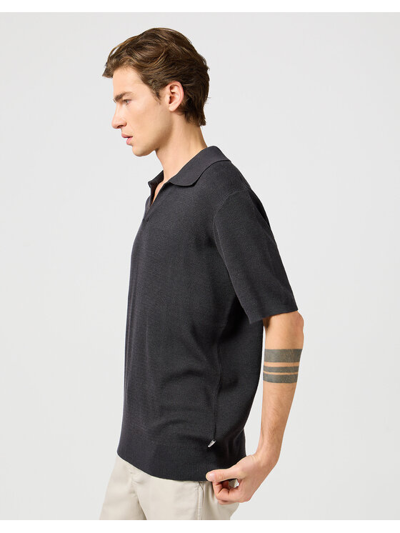 Wrangler Wrangler Sweter SS POLO Czarny Regular Fit