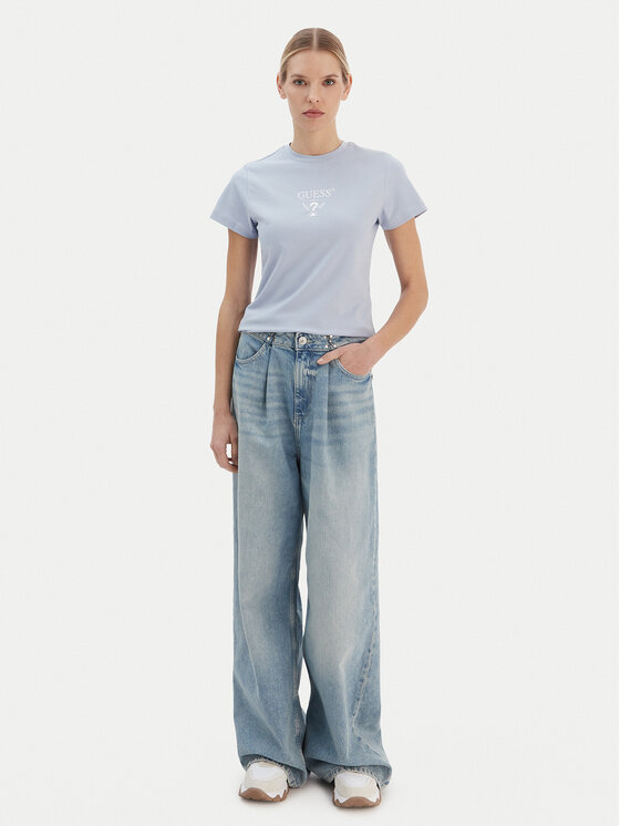 Guess Guess T-Shirt V4YI21 KCDH1 Błękitny Regular Fit