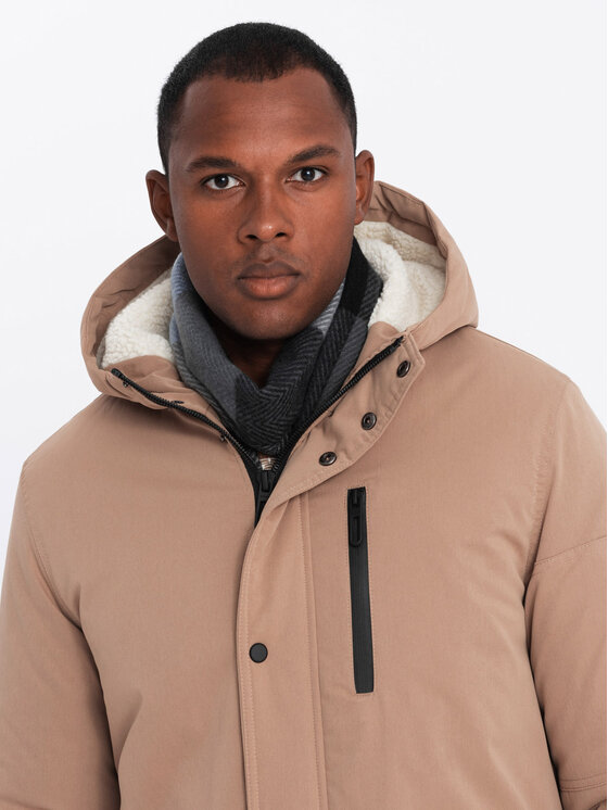 Ombre Ombre Parka 1OM-JALJ-018 Beżowy Regular Fit