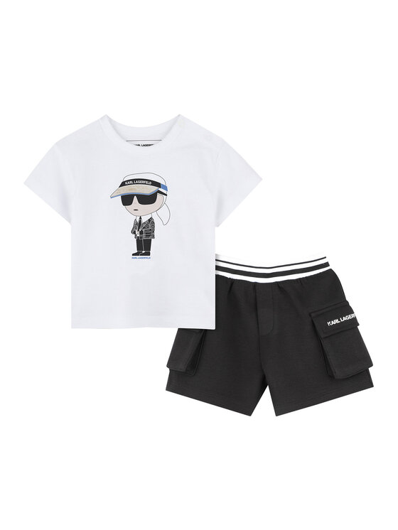 Komplet t-shirt i spodenki Karl Lagerfeld Kids, Rozmiar 4Y, Czarny, Z30502 S
