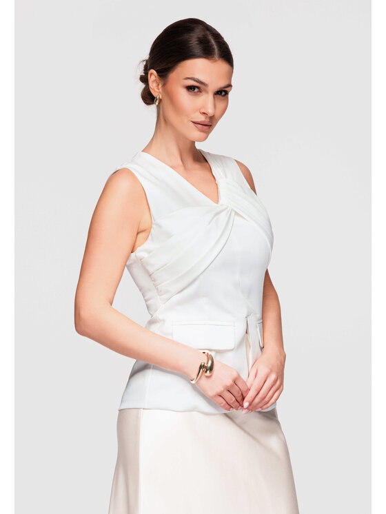 Ombre Ombre Bluzka OW-TS-E0001 Biały Slim Fit