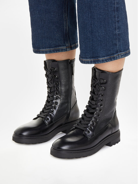 Calvin Klein Calvin Klein Planinarske cipele Cleat Combat Boot - Epi Mono Mix HW0HW01713 Crna
