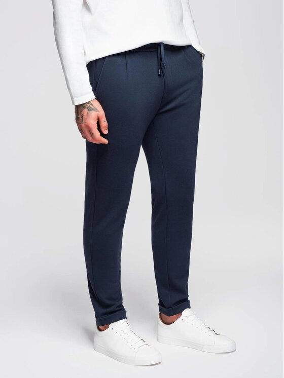 Ombre Ombre Spodnie materiałowe OM-PACP-0283 Granatowy Regular Fit