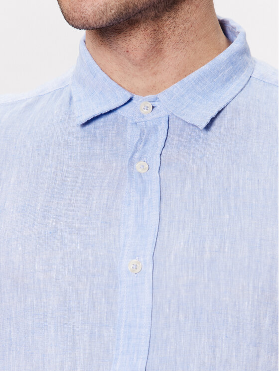 Chemise Homme United Colors Of Benetton - Lin, Blanc, Taille XL - Coupe Régulière, Finition Clapet Dos - Style Décontracté élégant