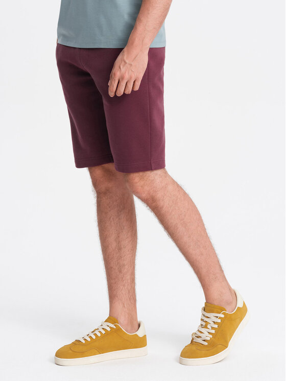 Ombre Ombre Šortky z materiálu OM-SRBS-0149 Bordó Regular Fit