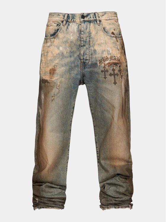 MADE BY SOCIETY MADE BY SOCIETY Spodnie materiałowe ASH-VOLT WIDE - P17240 Niebieski Basic Fit