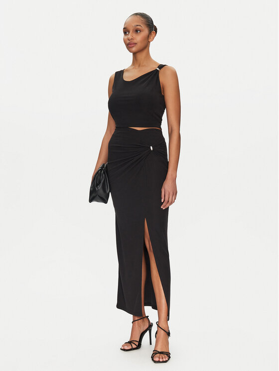 Guess Guess Midi suknja W5GD0E KAQL2 Crna Regular Fit