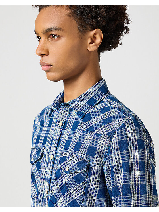 Wrangler Wrangler Koszula WESTERN INDIGO SHIRT Niebieski Regular Fit