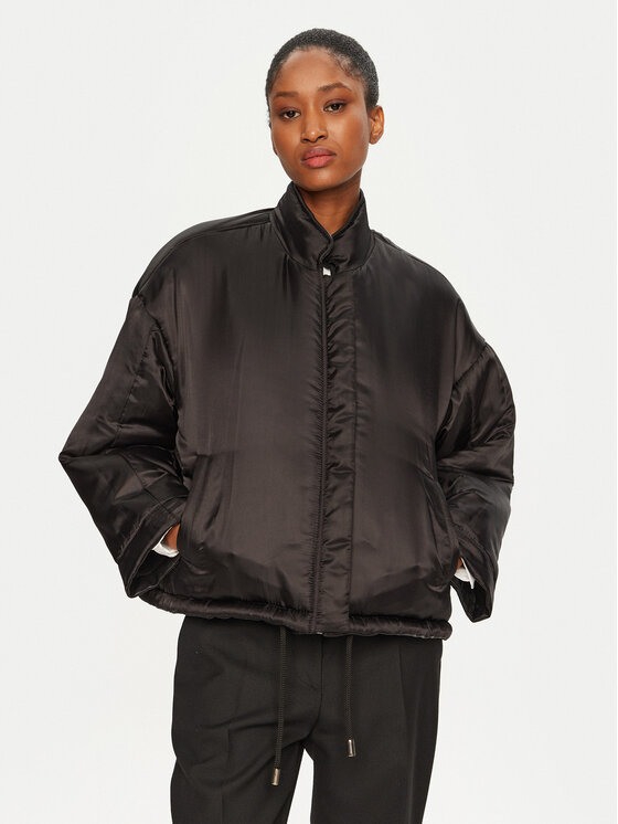 Serge Pariente Serge Pariente Lederjacke Kaki Schwarz Relaxed Fit