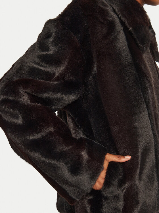 BARDOT BARDOT Pelzmantel Sylvie 59474JB2 Schwarz Regular Fit