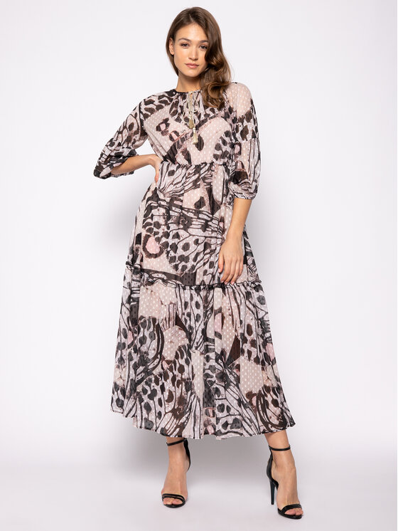 Trussardi Trussardi Коктейльне плаття Long Fil Coupe Butterfly Print 56D00350 Коричневий Regular Fit