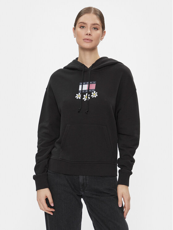 Tommy Jeans Mikina Tjw Bxy Daisy Flag Hoodie DW0DW17708 Čierna Regular Fit