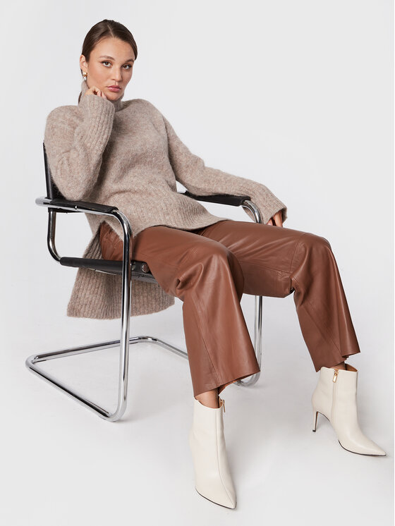 Gestuz Gestuz Odinės kelnės Agatagz 10905887 Ruda Regular Fit