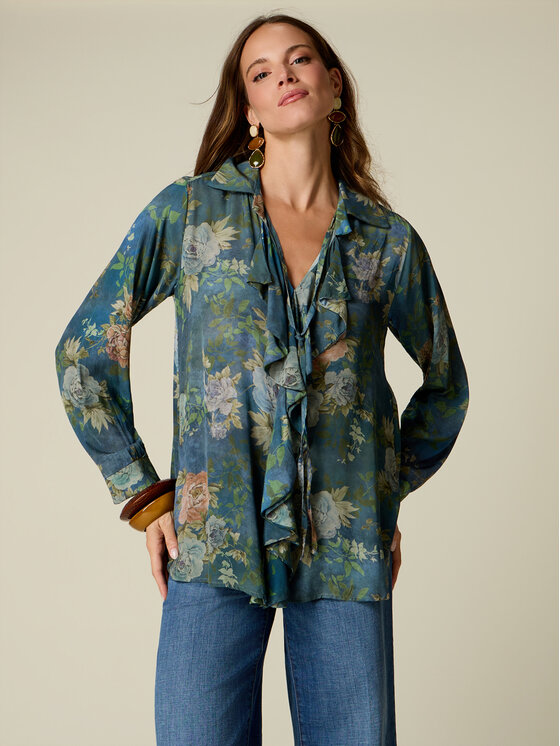 Oltre Oltre Blusa 2064J100892N0Z4 Blu Regular Fit