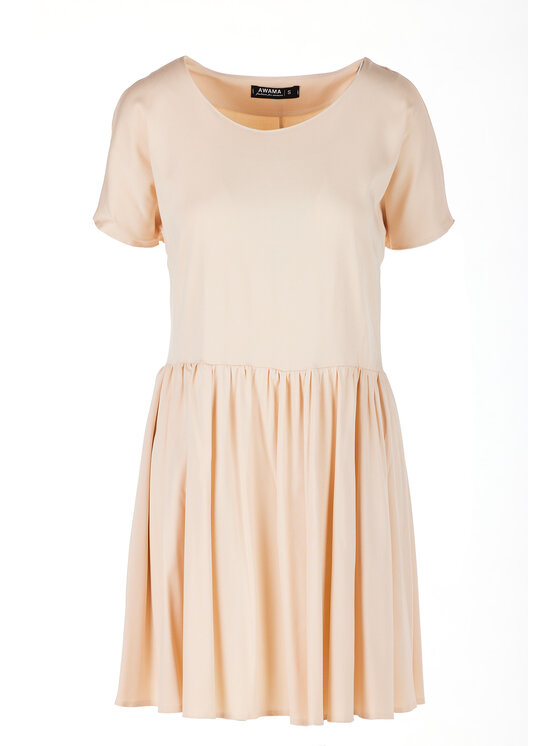 Awama Awama Sukienka letnia A517 Beżowy Basic Fit