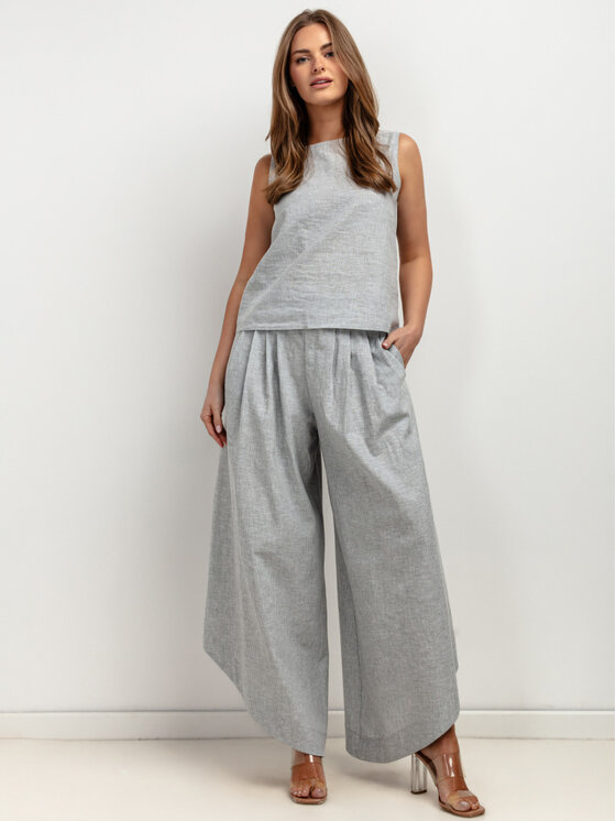 Tessita Tessita Spodnie materiałowe T431/1/XL Szary Wide Leg