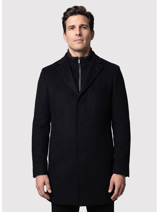 Pako Lorente Pako Lorente Płaszcz wełniany P26WP-7X-006 Czarny Straight Fit