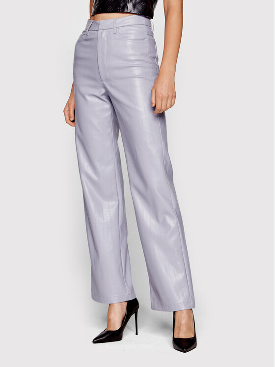 ROTATE Pantaloni din imitație de piele Rotie RT1736 Violet Regular Fit din imagine noua