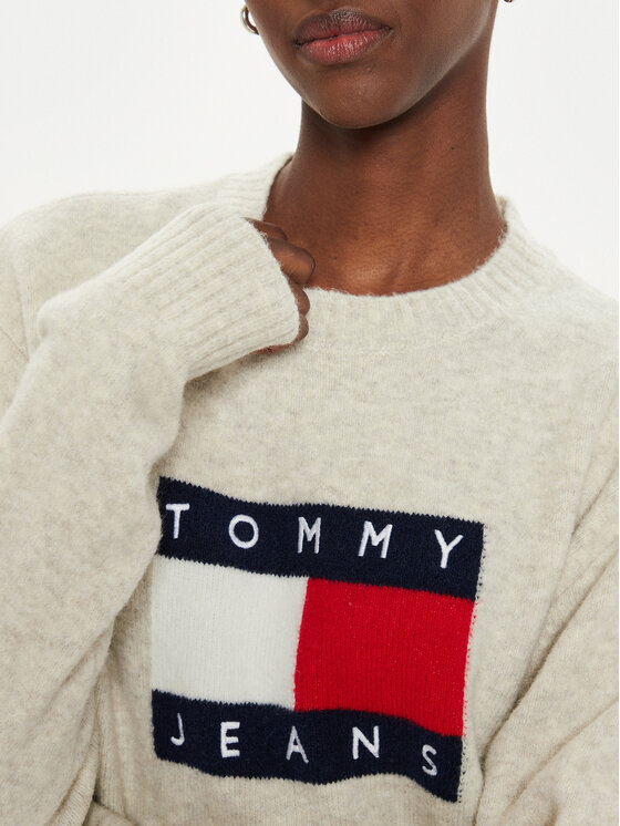 Tommy Jeans Tommy Jeans Pulover Flag DW0DW18681 Bej Relaxed Fit