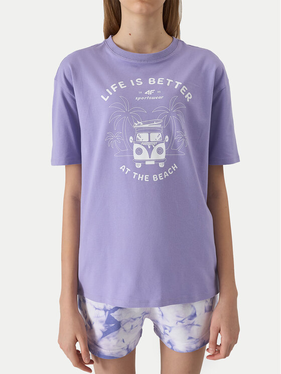 4F 4F T-shirt 4FJWSS24TTSHF1146 Ljubičasta Loose Fit
