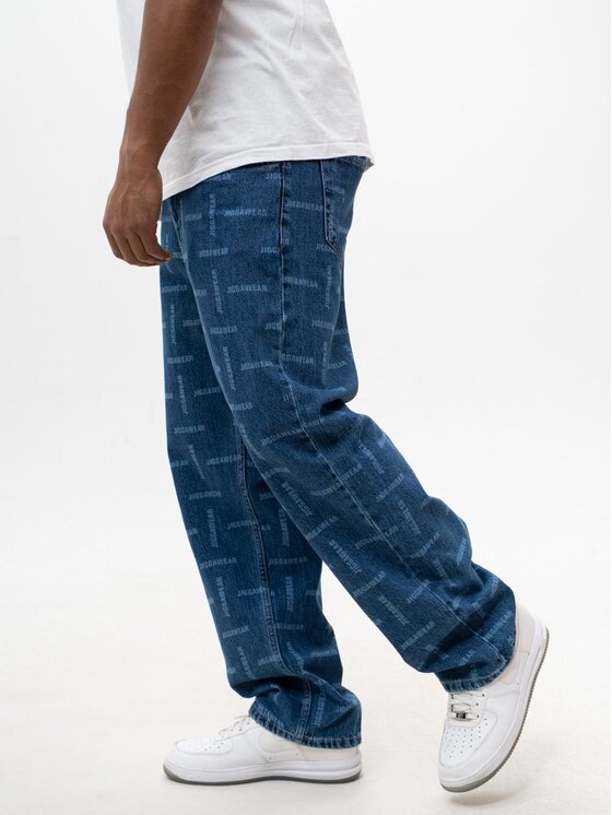 Jigga Wear Jigga Wear Jeansy Szerokie Spodnie Jeansowe BAGGY Męskie Niebieskie Jigga Wear Mini Laser XL Niebieski Baggy Fit
