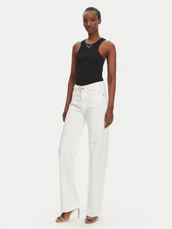 TWINSET TWINSET Blugi 251TT2210 Alb Straight Fit