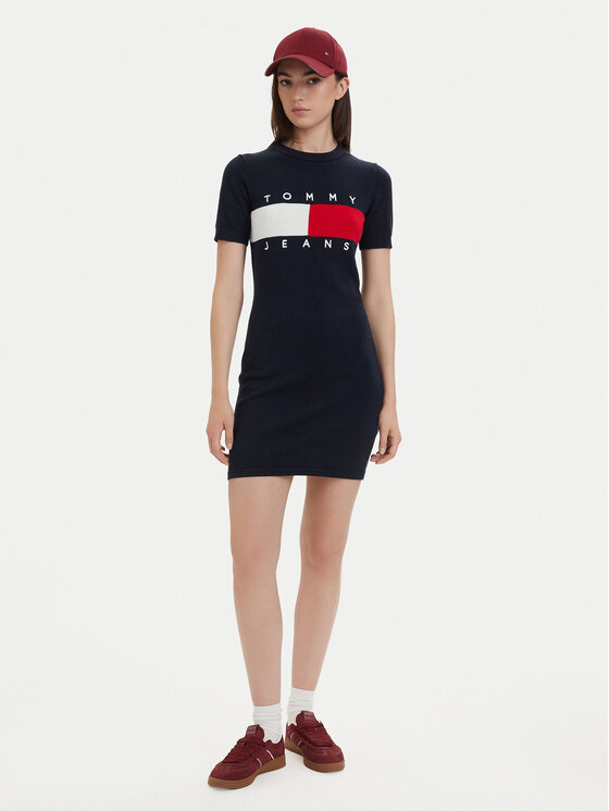 Tommy Jeans Tommy Jeans Haljina za svaki dan Flag DW0DW22853 Tamnoplava Slim Fit