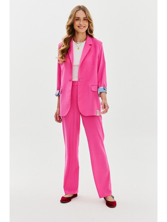 NAOKO NAOKO Kalhoty z materiálu Bubblegum Attitude Růžová Regular Fit