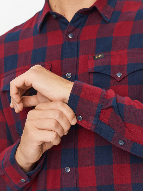 Lee Lee Koszula jeansowa 112341778 Czerwony Regular Fit