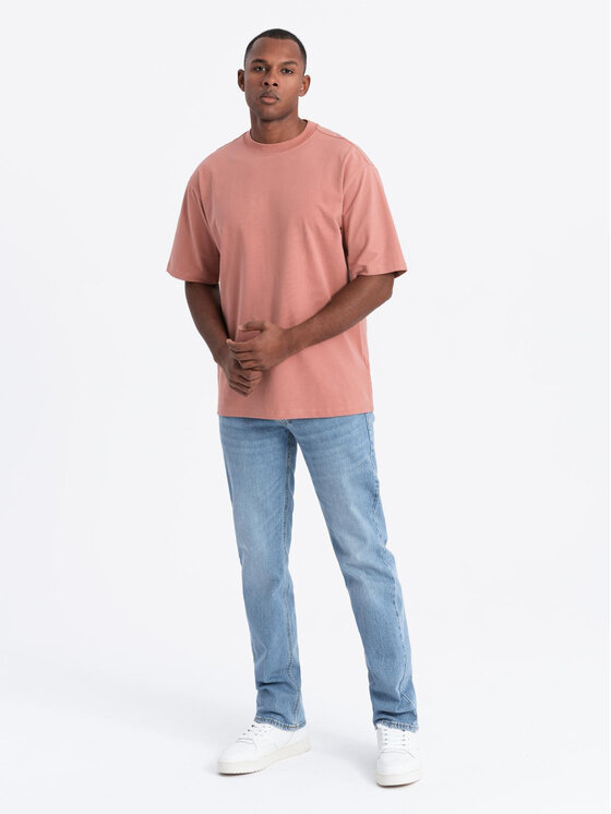 Ombre Ombre T-Shirt OM-TSBC-0234 Růžová Loose Fit
