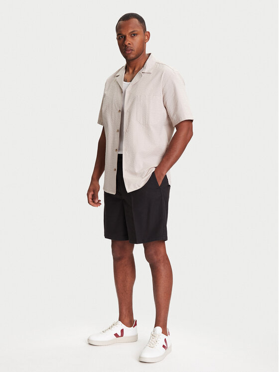 Mustang Mustang Bavlnené šortky Linen 1016459 Čierna Loose Fit