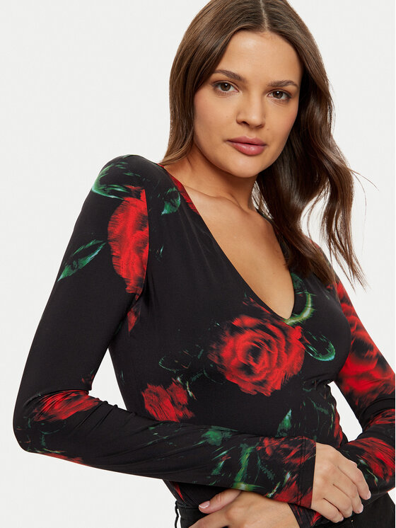 Guess Guess Блузка W5RP26 KCMI2 Чорний Regular Fit
