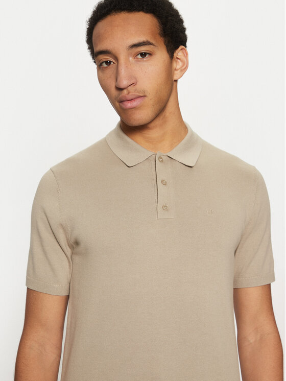 Calvin Klein Calvin Klein Тениска с яка и копчета K10K114476 Бежов Regular Fit