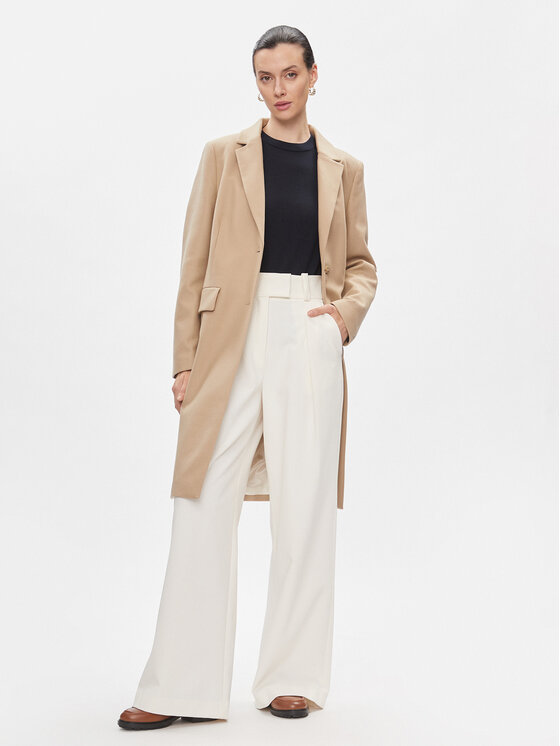 Tommy Hilfiger Tommy Hilfiger Wollmantel Classic WW0WW41662 Beige Regular Fit