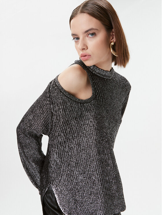 PINKO Pinko Sweter Piranha 102232 A1A3 Srebrny Regular Fit