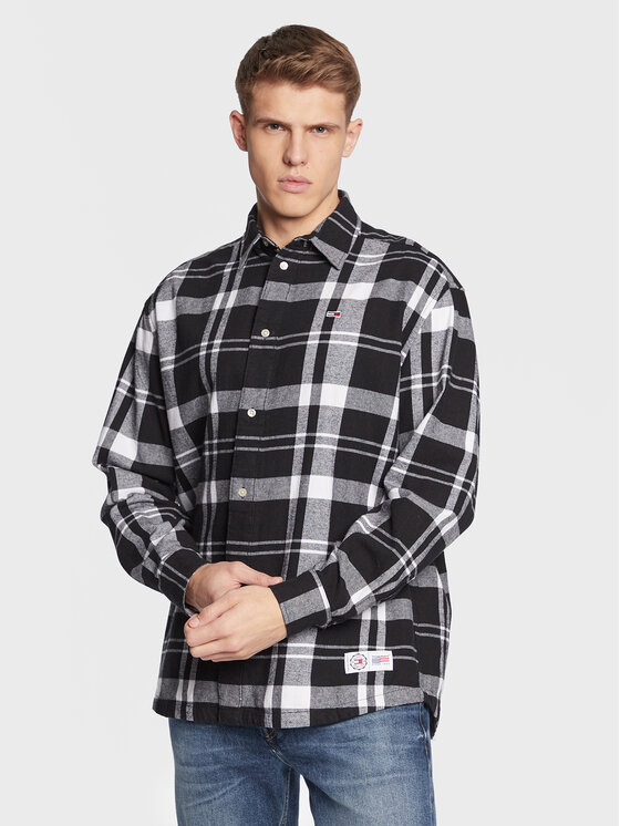 Tommy Jeans Tommy Jeans Сорочка Check Twill DM0DM15414 Чорний Oversize