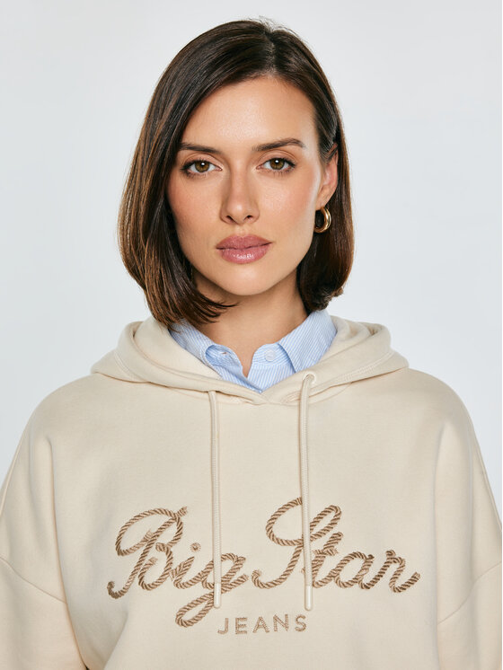 BIG STAR BIG STAR Bluza RAISA Kremowy Basic Fit