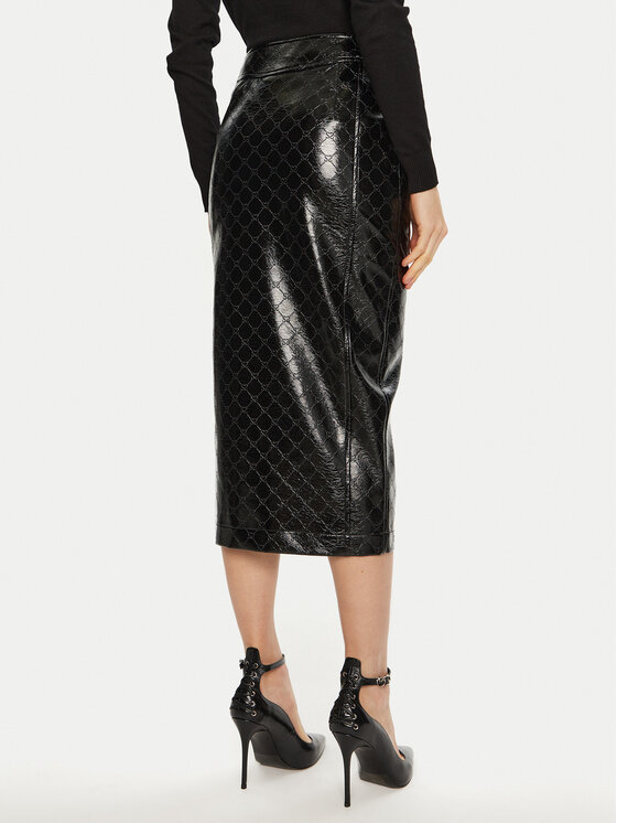 ACCESS FASHION ACCESS FASHION Spódnica z imitacji skóry 44-6064-178 Czarny Slim Fit