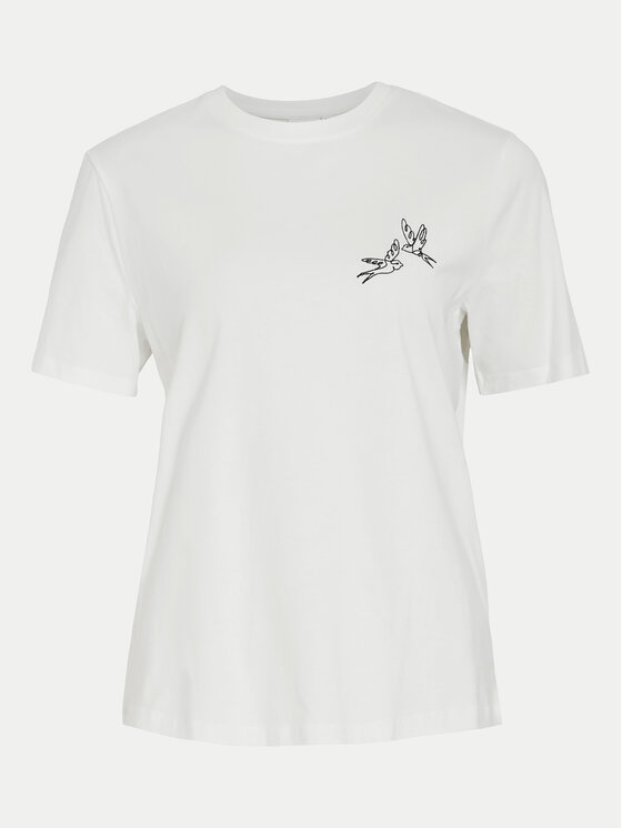 Vila Vila T-Shirt Sybil 14097370 Λευκό Regular Fit